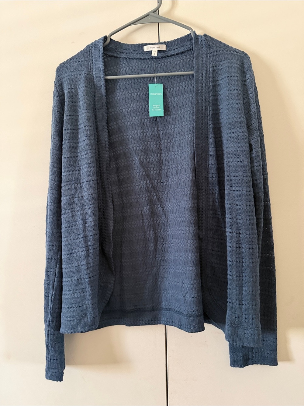 Maurices Navy Blue Open-Front Textured Knit Cardigan